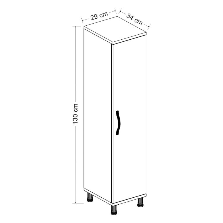 Armadio Multiuso 1 Anta Bianco 8 Ripiani Un'anta 29x130h cm, 8 Vani - Noepoli
