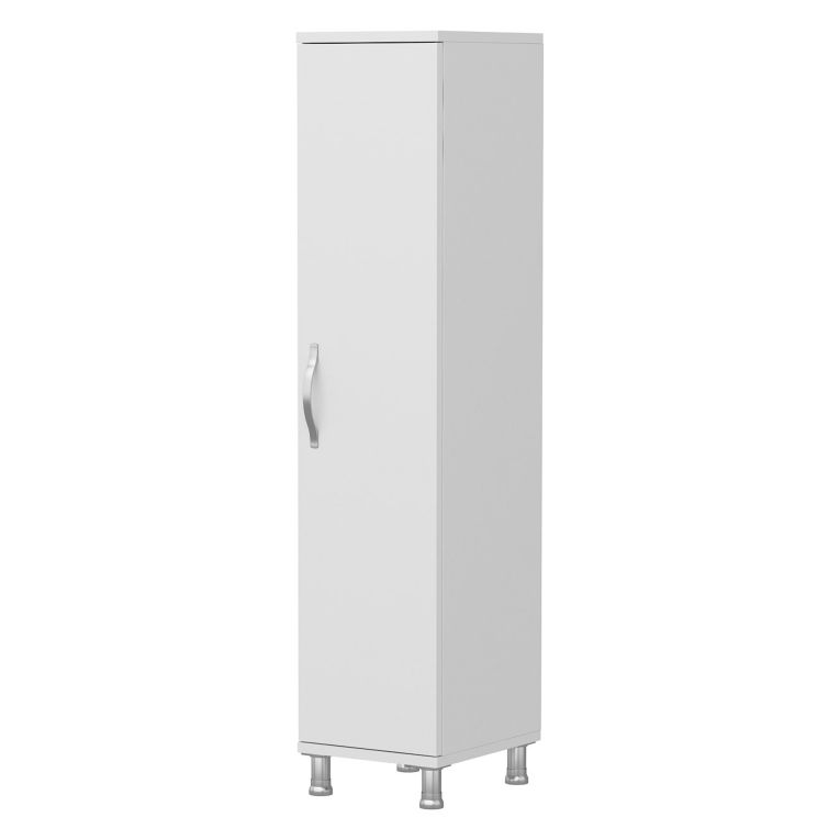 Armadio Multiuso 1 Anta Bianco 8 Ripiani Un'anta 29x130h cm, 8 Vani - Noepoli