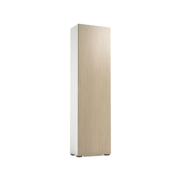 Armadio Multiuso 1 Anta Bianco Beige 7 Ripiani Un'anta 50x182h cm, Apertura Battente - Cansano