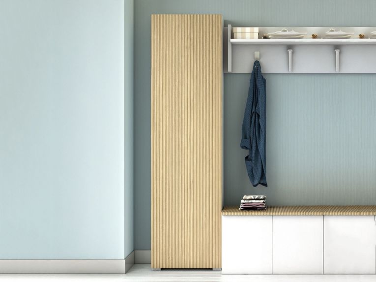 Armadio Multiuso 1 Anta Bianco Beige 7 Ripiani Un'anta 50x182h cm, Apertura Battente - Cansano