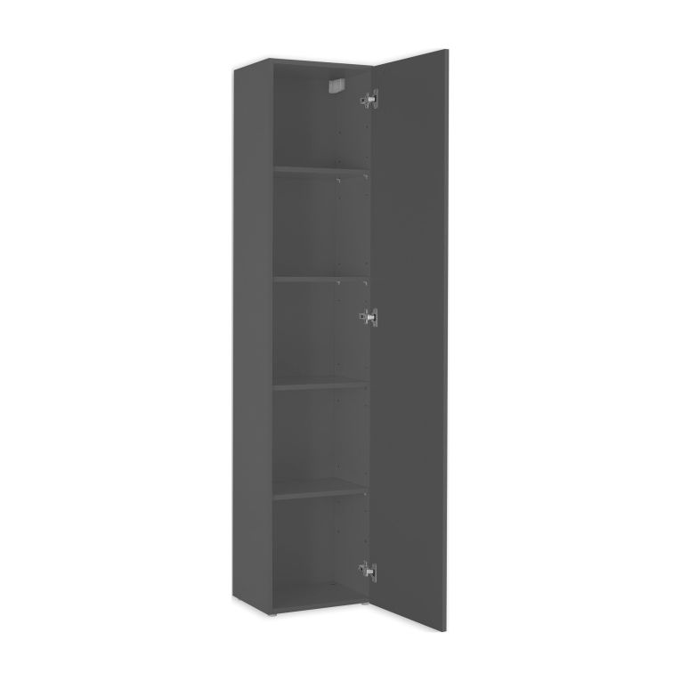 Armadio Multiuso 1 Anta Grigio Antracite 4 Ripiani Apertura Battente 40x180h cm, Un'anta - Neto