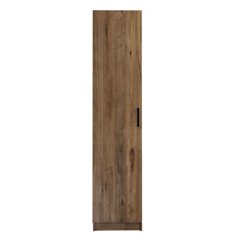 Armadio Multiuso 1 Anta Marrone Noce 3 Ripiani Un'anta 40x182h cm, 4 Vani - Canelli