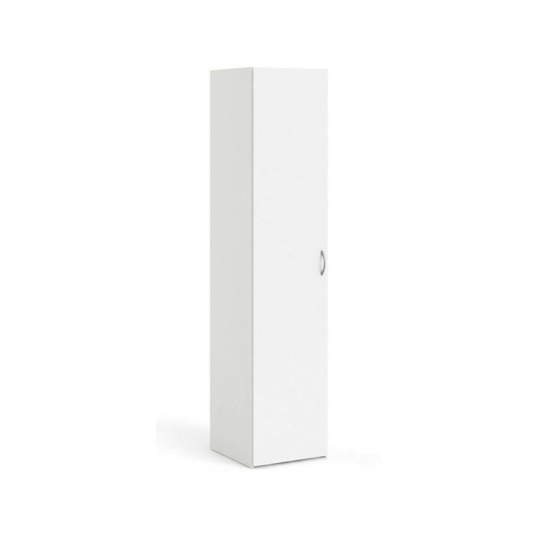 Armadio multiuso 1 anta Melanie, Mobile multifunzionale, Mobiletto scarpiera, Guardaroba porta scarpe, 42x39 h175 cm, Bianco
