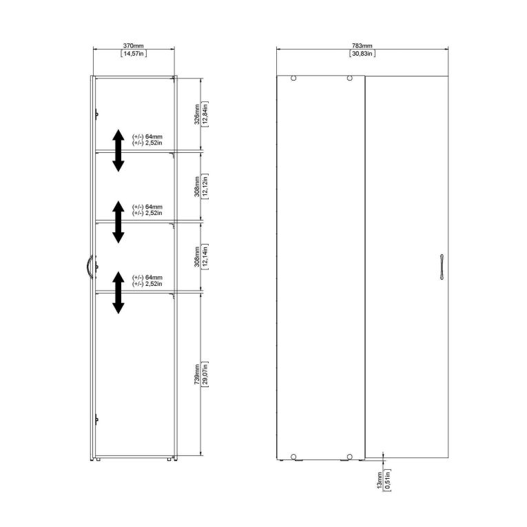 Armadio multiuso 1 anta Melanie, Mobile multifunzionale, Mobiletto scarpiera, Guardaroba porta scarpe, 42x39 h175 cm, Bianco