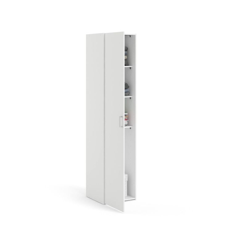 Armadio multiuso 1 anta Melanie, Mobile multifunzionale, Mobiletto scarpiera, Guardaroba porta scarpe, 42x39 h175 cm, Bianco