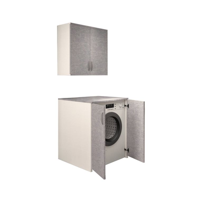 Armadio multiuso 2 ante Atzara, 76x70h90 cm, Bianco e Grigio