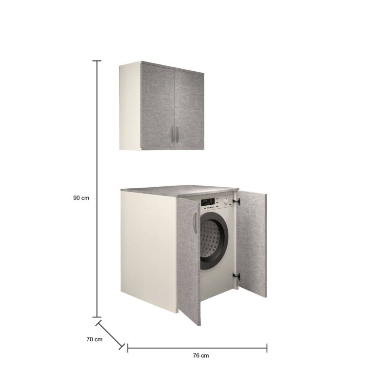 Armadio multiuso 2 ante Atzara, 76x70h90 cm, Bianco e Grigio