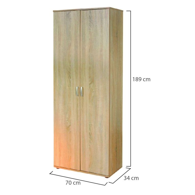 Armadio Multiuso 2 Ante Beige 5 Ripiani Apertura Battente 70x189h cm, 2 Ante - Pazzano