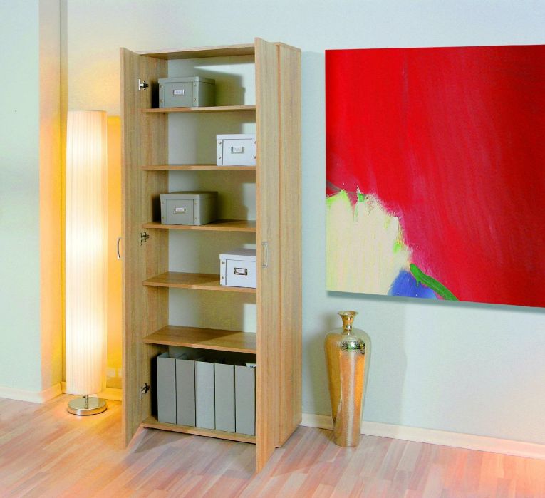Armadio Multiuso 2 Ante Beige 5 Ripiani Apertura Battente 70x189h cm, 2 Ante - Pazzano