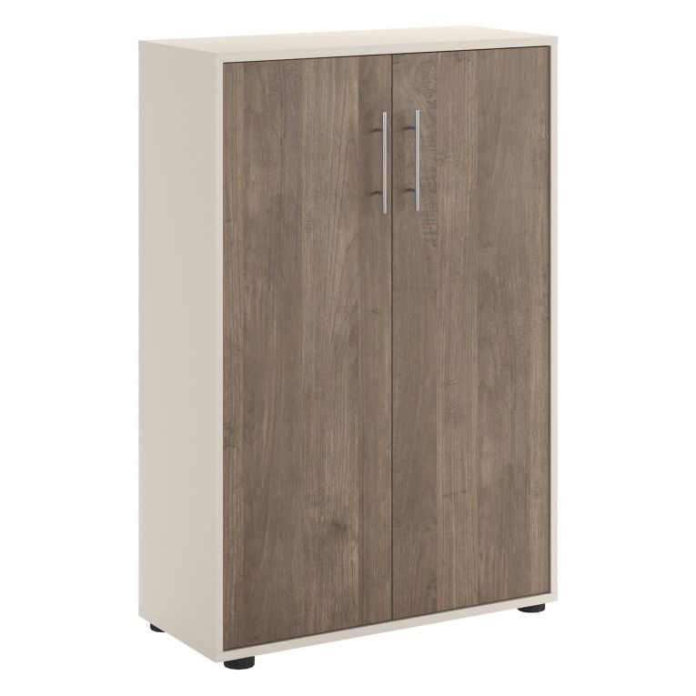 Armadio Multiuso 2 Ante Beige Marrone Noce 2 Ripiani 2 Ante 79x118h cm, 3 Vani - Parabita