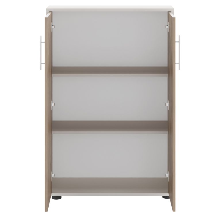 Armadio Multiuso 2 Ante Beige Marrone Noce 2 Ripiani 2 Ante 79x118h cm, 3 Vani - Parabita