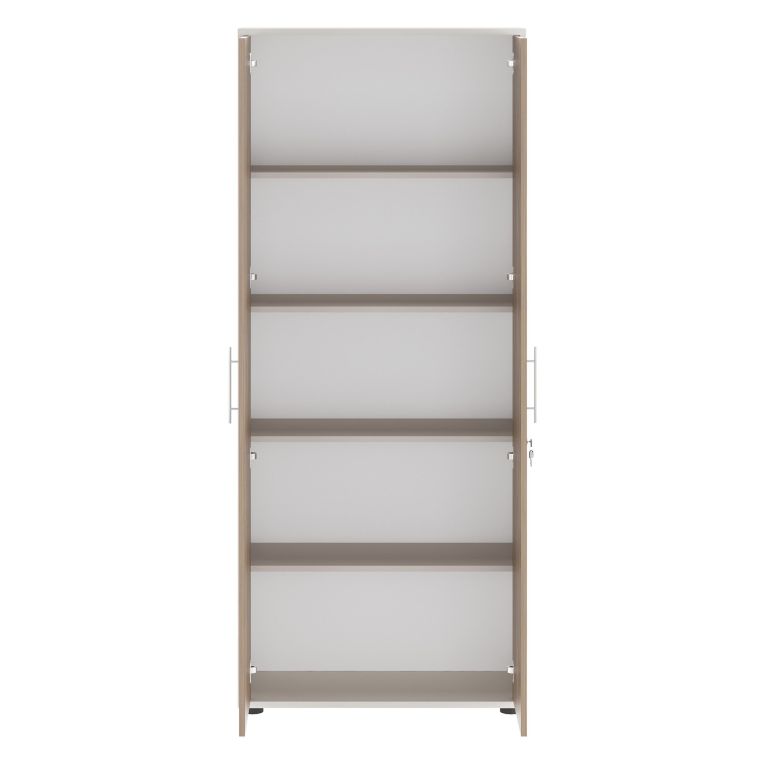 Armadio Multiuso 2 Ante Beige Marrone Noce 4 Ripiani 2 Ante 79x188h cm, 5 Vani - Saponara
