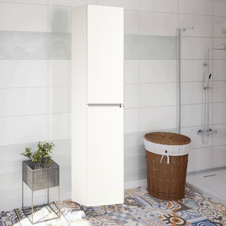 Armadio multiuso 2 ante Betulla, Scarpiera con ripiani regolabili, Mobile porta scarpe a 2 ante, 100% Made in Italy, 45x37h195 cm, Bianco