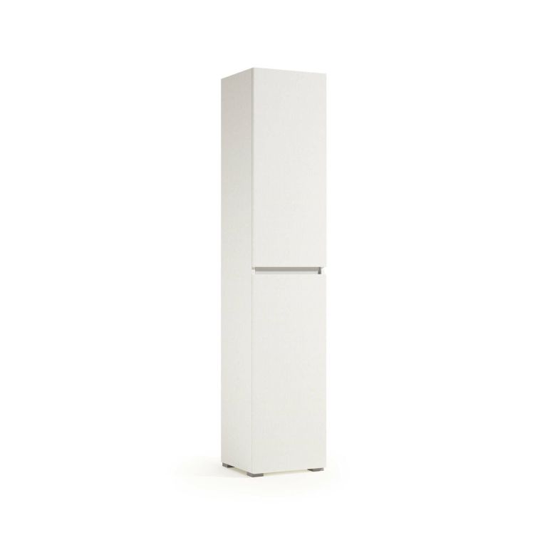 Armadio multiuso 2 ante Betulla, Scarpiera con ripiani regolabili, Mobile porta scarpe a 2 ante, 100% Made in Italy, 45x37h195 cm, Bianco