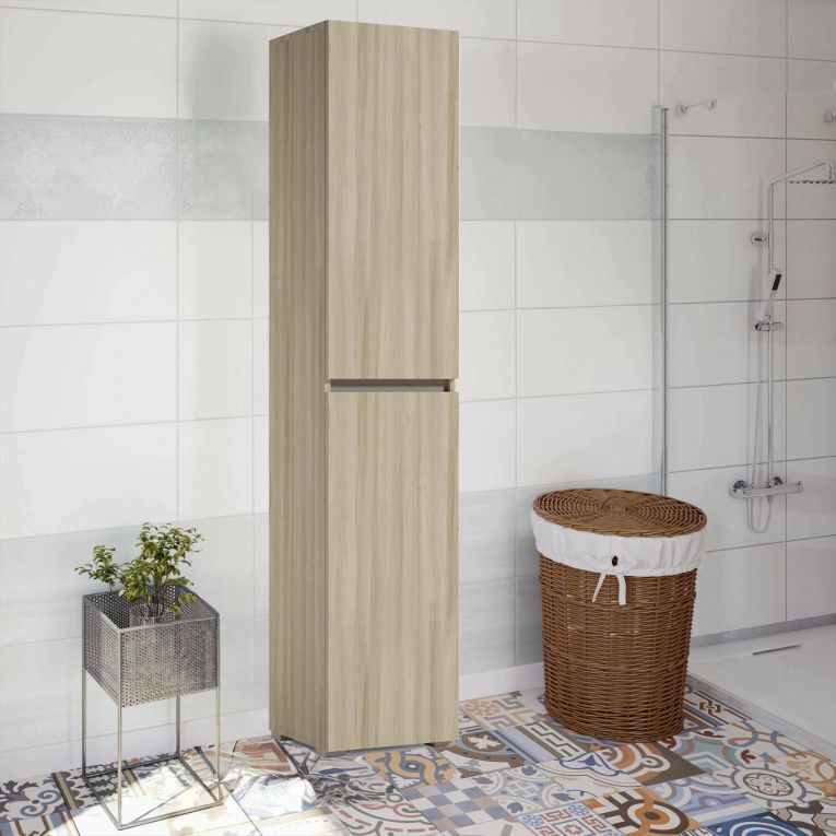 Armadio multiuso 2 ante Betulla, Scarpiera con ripiani regolabili, Mobile porta scarpe a 2 ante, 100% Made in Italy, 45x37h195 cm, Olmo