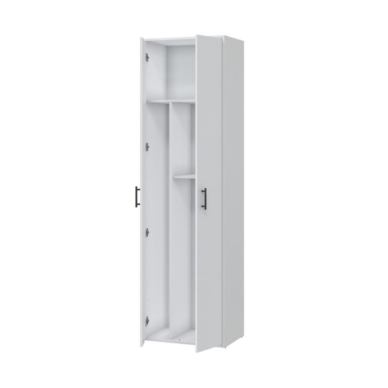 Armadio Multiuso 2 Ante Bianco 2 Ripiani Apertura Battente 60x206h cm, 2 Ante - Strevi