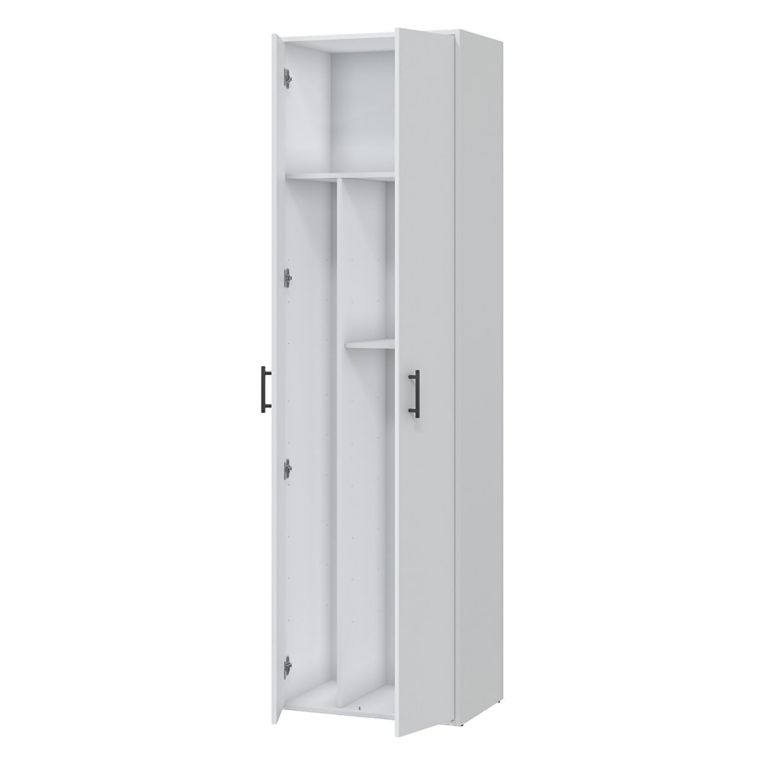 Armadio Multiuso 2 Ante Bianco 2 Ripiani Apertura Battente 60x206h cm, 2 Ante - Strevi