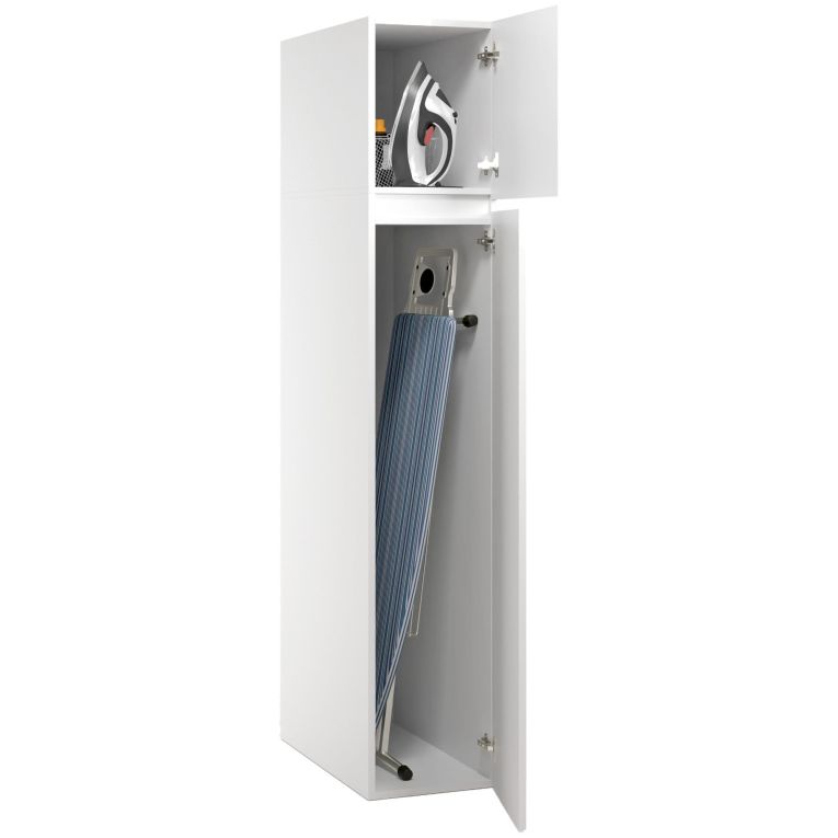 Armadio Multiuso 2 Ante Bianco 3 Ripiani 2 Ante 35x195h cm, Ideale per Lavanderia Made in Italy - Gilroy