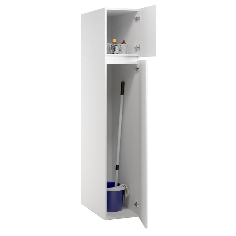 Armadio Multiuso 2 Ante Bianco 3 Ripiani 2 Ante 35x195h cm, Ideale per Lavanderia Made in Italy - Gilroy