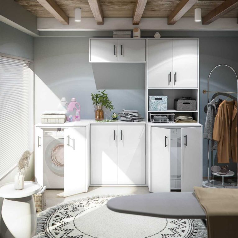 Armadio Multiuso 2 Ante Bianco 3 Ripiani Apertura Battente 73x206h cm, 2 Ante - Delebio