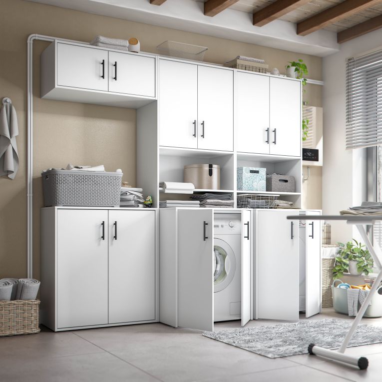 Armadio Multiuso 2 Ante Bianco 3 Ripiani Apertura Battente 73x206h cm, 2 Ante - Delebio