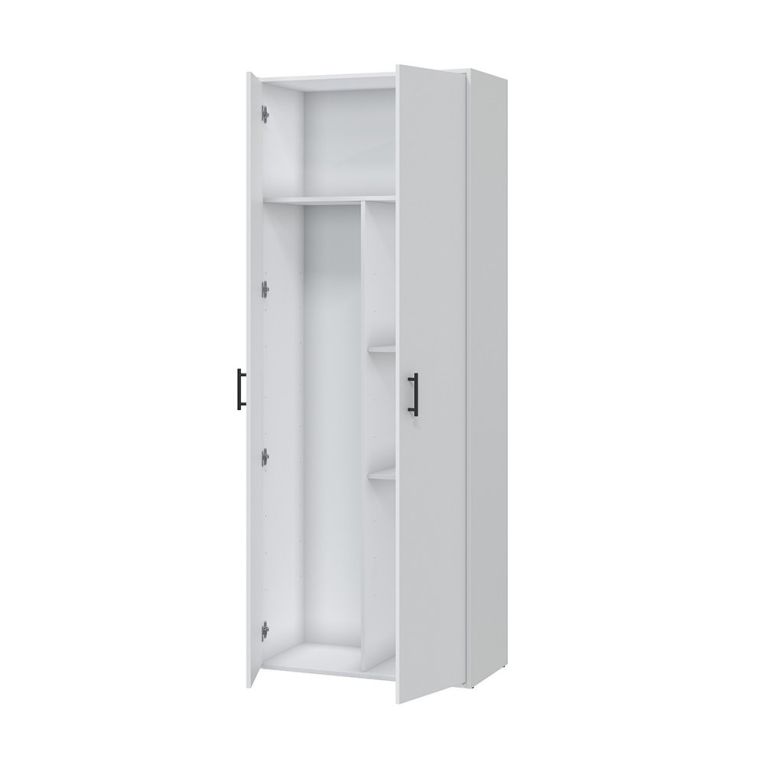 Armadio Multiuso 2 Ante Bianco 3 Ripiani Apertura Battente 80x206h cm, 2 Ante - Mileto