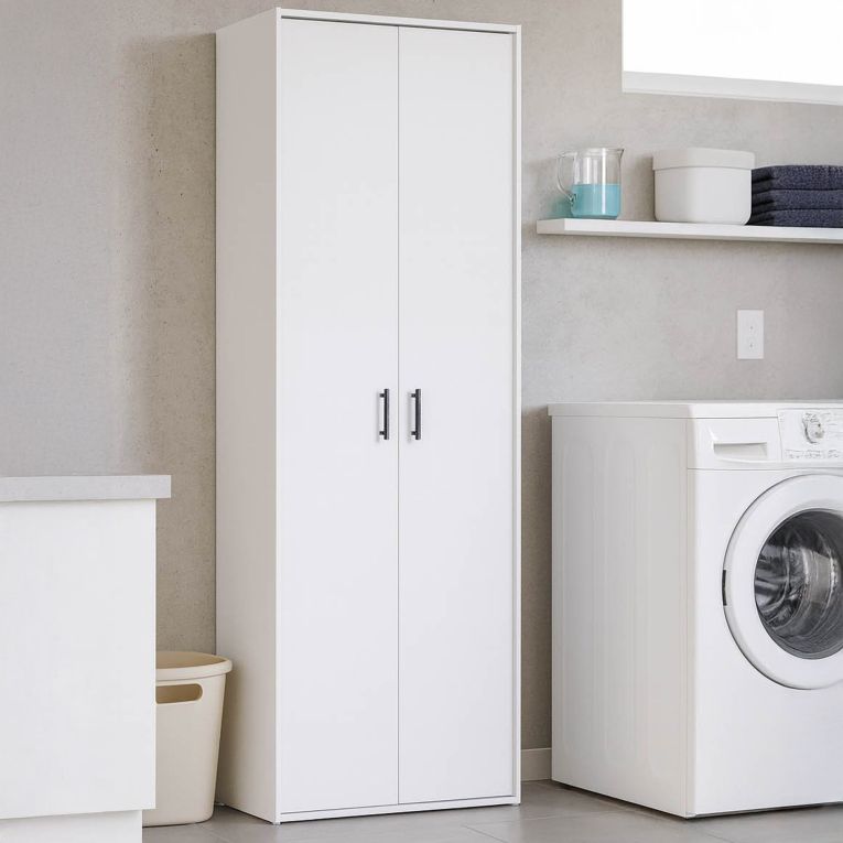 Armadio Multiuso 2 Ante Bianco 3 Ripiani Apertura Battente 80x206h cm, 2 Ante - Mileto