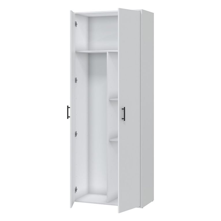 Armadio Multiuso 2 Ante Bianco 3 Ripiani Apertura Battente 80x206h cm, 2 Ante - Mileto