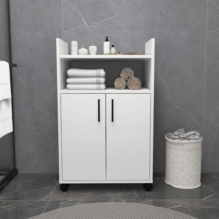 Armadio Multiuso 2 Ante Bianco 4 Ripiani 2 Ante 60x97h cm, 3 Vani - Marzi