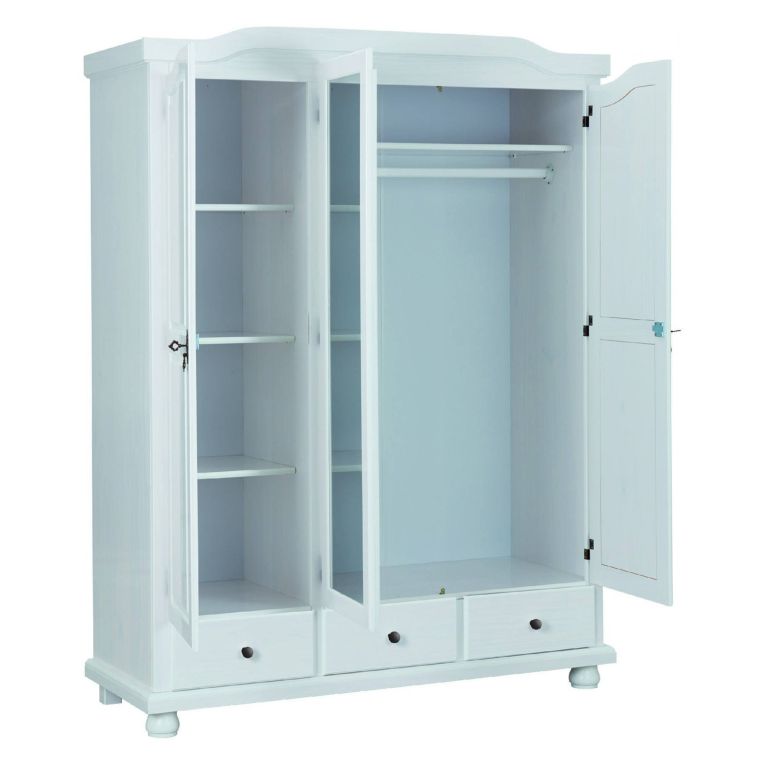 Armadio Multiuso 2 Ante Bianco 4 Ripiani 3 Cassetti 150x200h cm, Apertura Battente - Somma