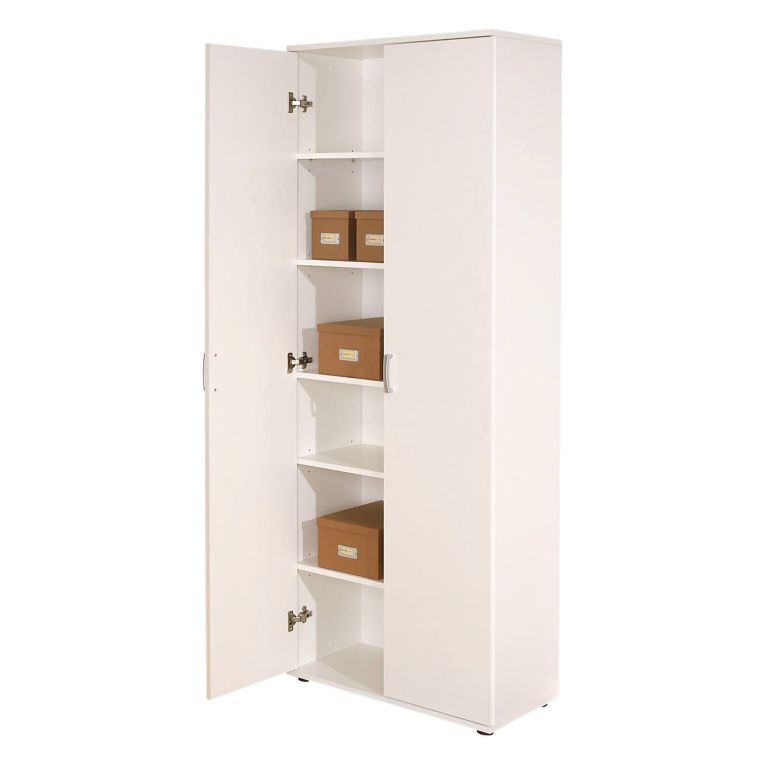 Armadio Multiuso 2 Ante Bianco 5 Ripiani Apertura Battente 70x189h cm, 2 Ante - Pazzano