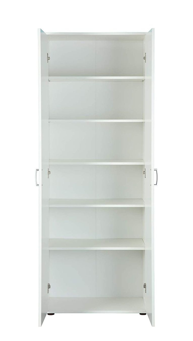 Armadio Multiuso 2 Ante Bianco 5 Ripiani Apertura Battente 70x189h cm, 2 Ante - Pazzano