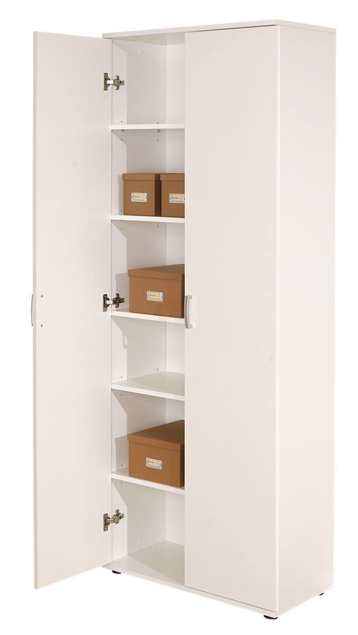 Armadio Multiuso 2 Ante Bianco 5 Ripiani Apertura Battente 70x189h cm, 2 Ante - Pazzano