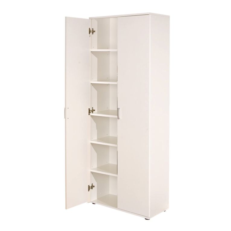 Armadio Multiuso 2 Ante Bianco 5 Ripiani Apertura Battente 70x189h cm, 2 Ante - Pazzano