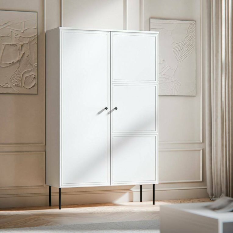 Armadio Multiuso 2 Ante Bianco 6 Ripiani 2 Ante 100x166h cm, 8 Vani - Sedilo