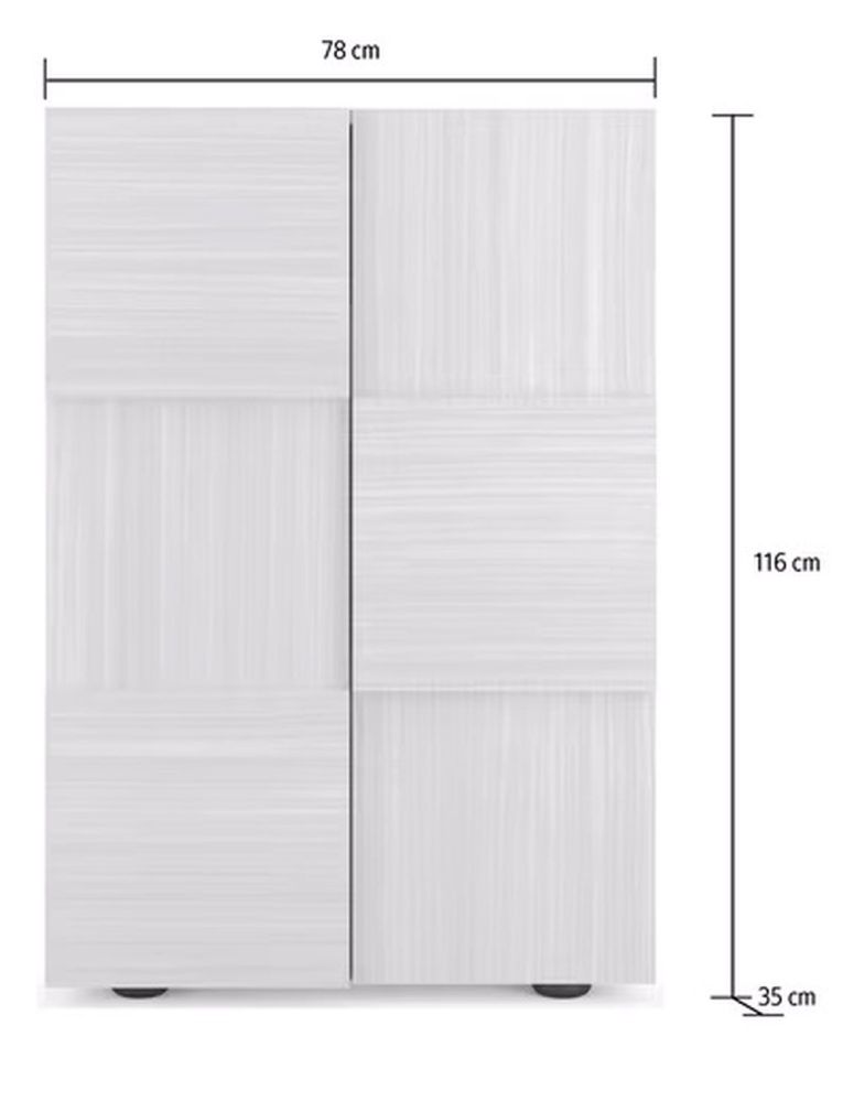 Armadio Multiuso 2 Ante Bianco Lucido 4 Ripiani Cassetti 78x115.5h cm, 5 Vani - Montale