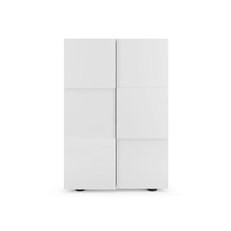 Armadio Multiuso 2 Ante Bianco Lucido 4 Ripiani Cassetti 78x115.5h cm, 5 Vani - Montale
