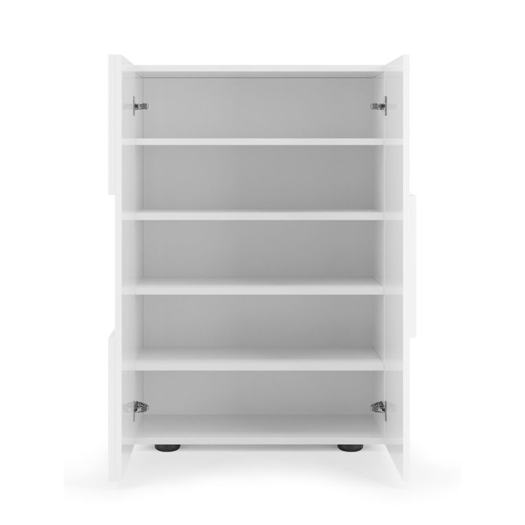 Armadio Multiuso 2 Ante Bianco Lucido 4 Ripiani Cassetti 78x115.5h cm, 5 Vani - Montale