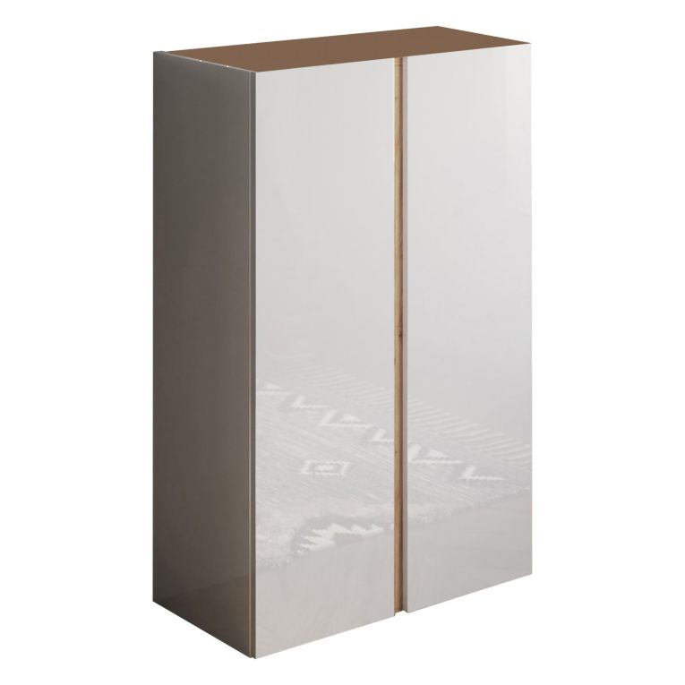 Armadio Multiuso 2 Ante Bianco Lucido Marrone 5 Ripiani Apertura Manuale 70x111h cm, 6 Vani - Vignone