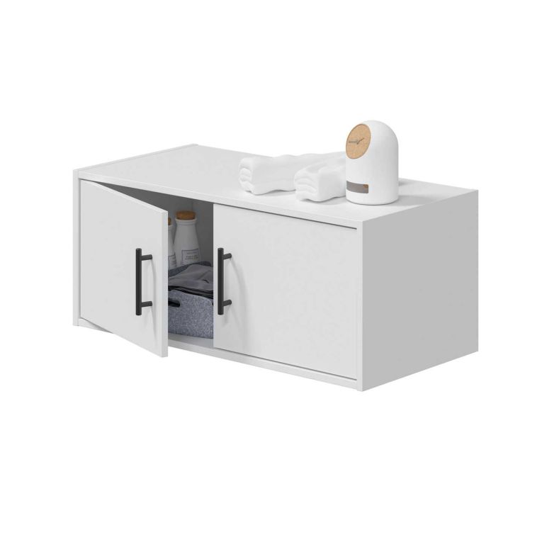Armadio Multiuso 2 Ante Bianco un Ripiano Apertura Battente 80x34h cm, 3 Ante - Vergemoli