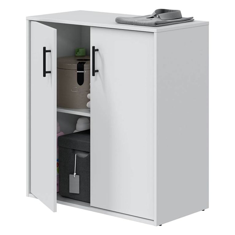 Armadio Multiuso 2 Ante Bianco un Ripiano Apertura Battente 80x88h cm, 2 Ante - Senorbi