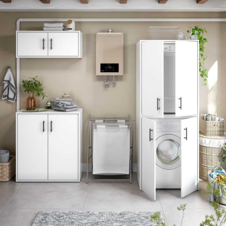 Armadio Multiuso 2 Ante Bianco un Ripiano Apertura Battente 80x88h cm, 2 Ante - Senorbi
