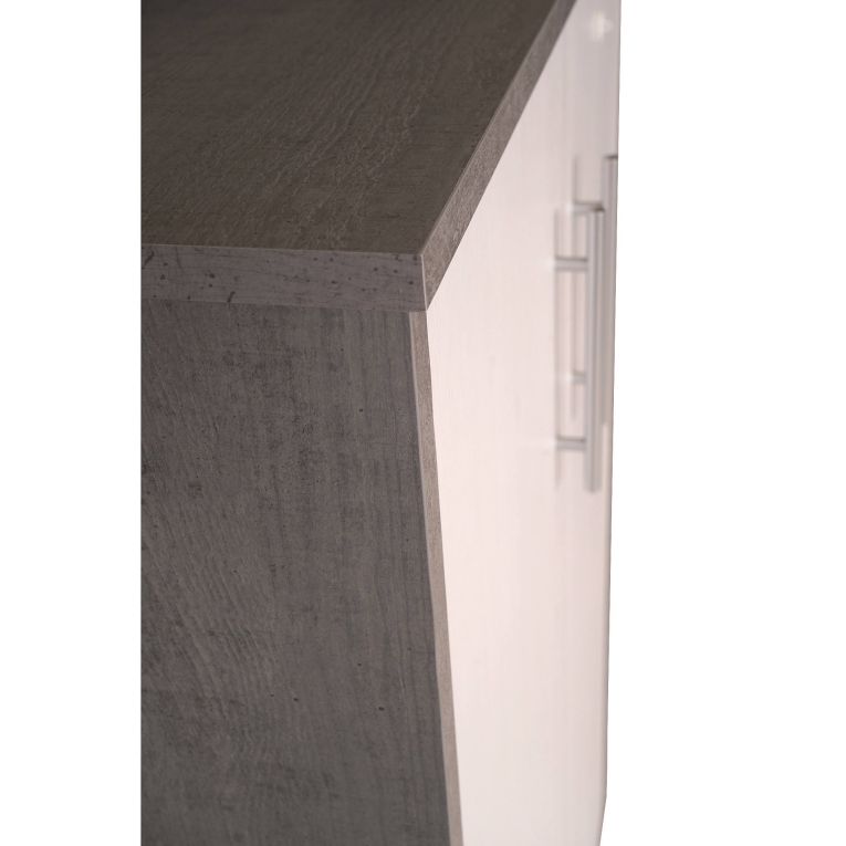 Armadio multiuso 2 ante Cambrils, Mobile ausiliario, Guardaroba portascarpe, Libreria multifunzione a 2 ante, Bianco e Cemento, 79x34h118 cm