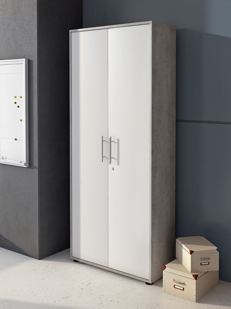 Armadio multiuso 2 ante Dpazzin, 79x34h188 cm, Bianco e Cemento
