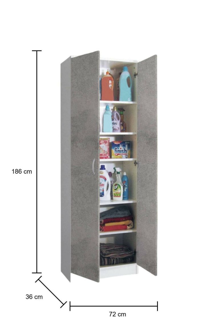 Armadio multiuso 2 ante Dradic, 72x36h186 cm, Bianco e Cemento