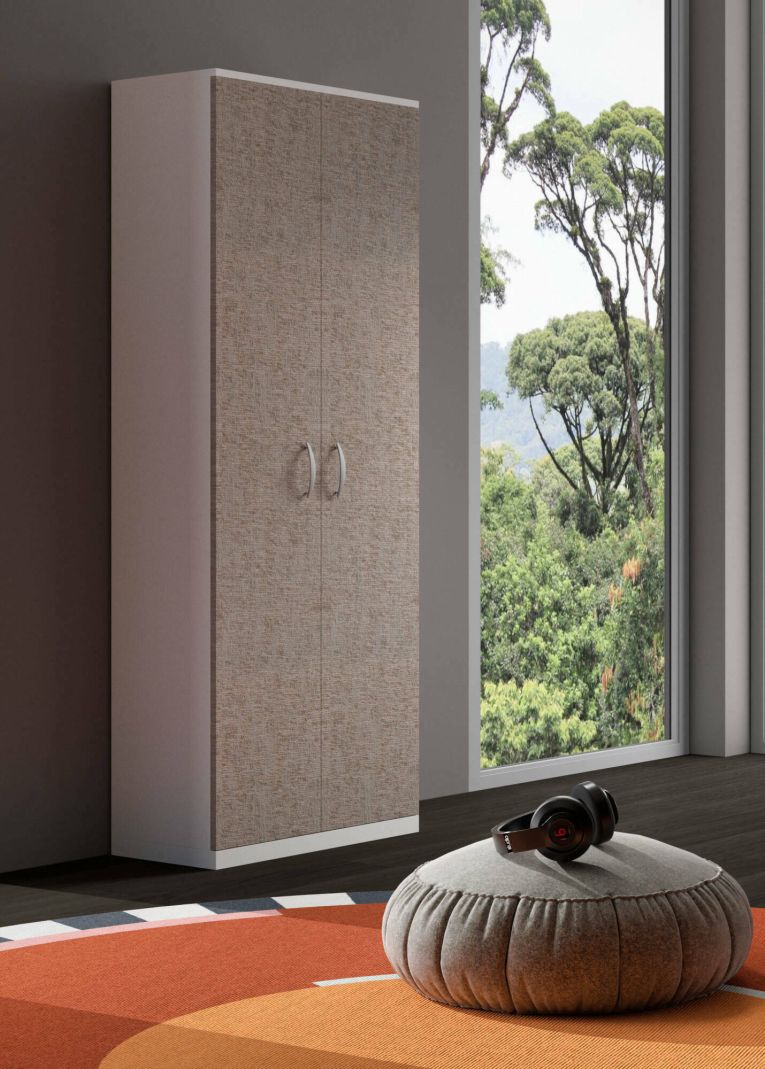 Armadio multiuso 2 ante Dradic, 72x36h186 cm, Bianco e Marrone