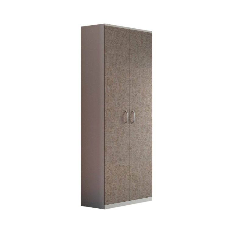Armadio multiuso 2 ante Dradic, 72x36h186 cm, Bianco e Marrone
