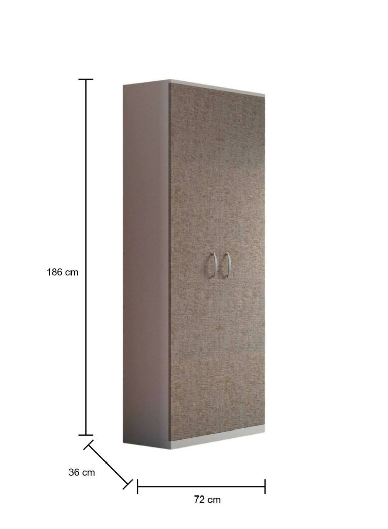 Armadio multiuso 2 ante Dradic, 72x36h186 cm, Bianco e Marrone