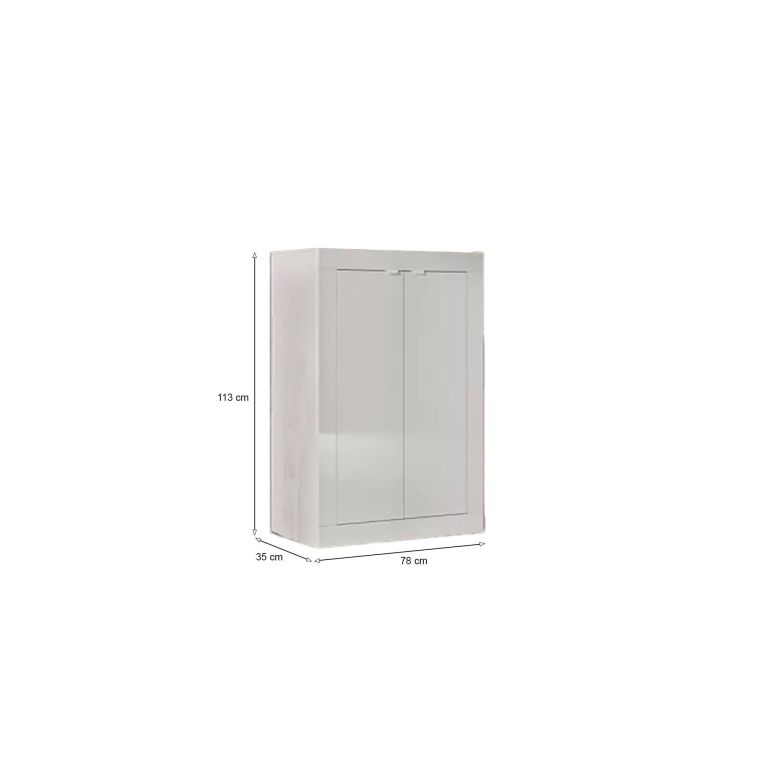 Armadio multiuso 2 ante Endine, Mobile multifunzionale, Mobiletto scarpiera, Guardaroba porta scarpe, Made in Italy, 78x35 h113 cm, Bianco