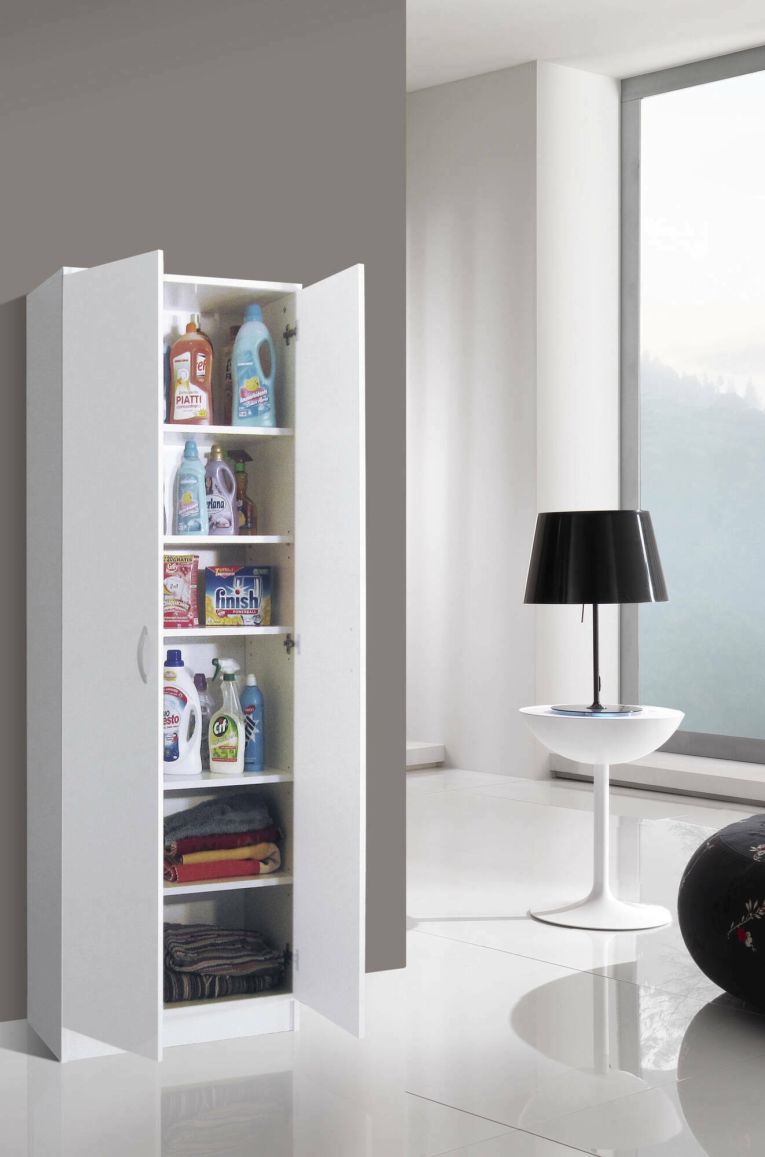 Armadio multiuso 2 ante Ermanno, 72x36h186 cm, Bianco